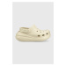 Šľapky Crocs Classic Crush Clog dámske, béžová farba, na platforme, 207521