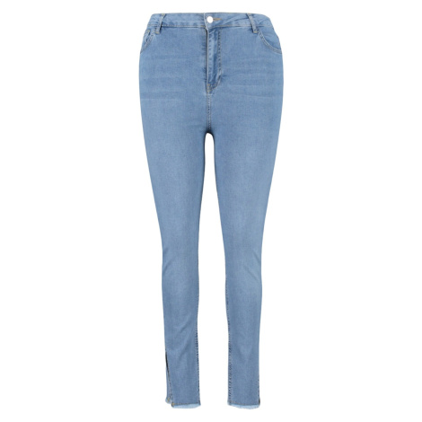 Trendyol Curve svetlomodrý rozpark, detail strapcov Flexibilné úzke džínsové džínsy