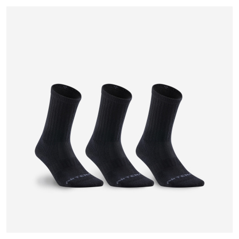 Tenisové ponožky RS 500 vysoké 3 páry čierne ARTENGO