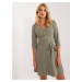 Khaki flared dress with decorative buttons