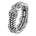 Patinovaný strieborný prsteň 925, motív točeného lana, krížiky so zirkónmi - Veľkosť: 66 mm