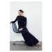 Trendyol Navy Blue Fitted High Neck Long Sleeve Flexible Maxi Knitted Dress