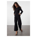 Trendyol Black Accessory Detailed Double Breasted Cut Woven Jumpsuit