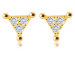 Diamantové puzetové náušnice v žltom 14K zlate - trojuholník s čírymi briliantmi