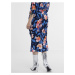 Tmavomodrá dámska kvetovaná midi sukňa ORSAY