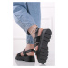 Čierne kožené sandále 5-28200
