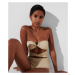 Plavky Karl Lagerfeld Karl Dna Strapless Swimsuit Beige/Gold