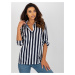 Summer shirt blouse in navy blue and white