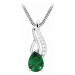 Silver Cat Módny náhrdelník so zirkónmi a smaragdovým sklom SC395