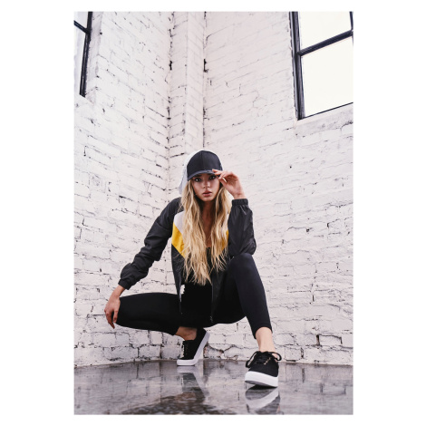 Women's tricolor windbreaker black/white/chrome-yellow Urban Classics