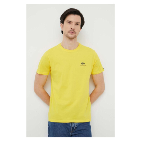 Bavlnené tričko Alpha Industries 188505.465-EmpireYell, žltá farba, s potlačou