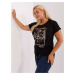 Large black cotton T-shirt with print