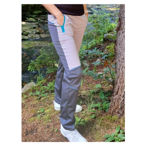 Women's SUMMER softshell pants - gray-gray with turquoise accessories