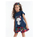 Denokids Floral Cat Girl Kids T-shirt Poplin Shorts Set