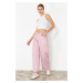 Trendyol Pink Striped High Waist Barrel Jeans