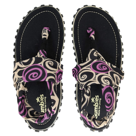 Gumbies Dámske sandále Gumbies Slingback - Čierna / biela / fialová