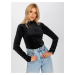 Black velour blouse RUE PARIS one size with ruffles on the sleeves