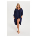 Women's Song Bathrobe with 3/4 Sleeves - Navy Blue