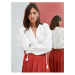 Koton Balloon Sleeve Blouse Buttoned Tassel Detailed Tied Collar