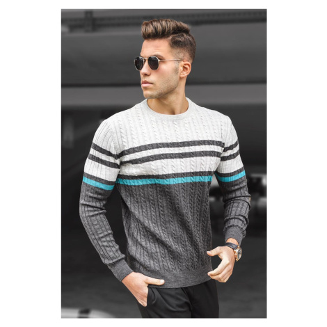 Madmext Gray Crew Neck Sweater 5197