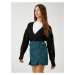 Koton Tweed Short Skirt Wool Blended Mini Pleated Side Buckle Detailed Patterned