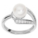 Brilio Silver Nadčasový strieborný prsteň s pravou perlou a zirkónmi ML05699A 52 mm