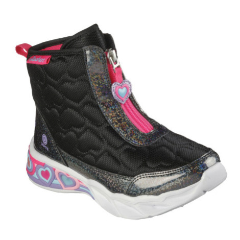 Dievčenské vysoké zimné topánky SKECHERS Sweetheart Lights Heart Hugger black