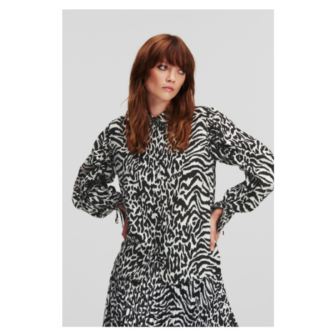 Blúzka Karl Lagerfeld Animal Print Silk Shirt Karl Animal Aop White