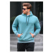 Madmext Men's Blue Hooded Sweatshirt 5339