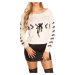 Trendy KouCla knit sweater with lacing white Einheitsgroesse