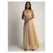 Women's elegant dress with tulle bottom FASARDI - beige