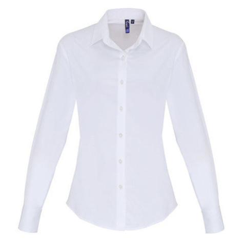Premier Workwear Dámska bavlnená košeľa s dlhým rukávom PR344 White