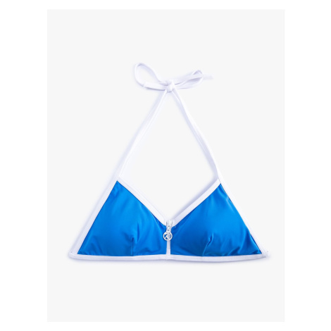 Koton Triangle Bikini Top with Zipper Pile Detail