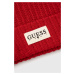 Detská čiapka Guess červená farba biela, z tenkej pleteniny,