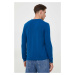 Vlnený sveter United Colors of Benetton pánsky, tmavomodrá farba, tenký