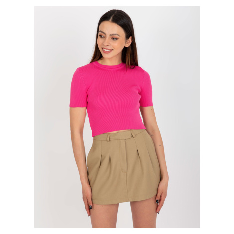 Dark beige flared miniskirt with pleats