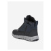 Čierno-modré chlapčenské členkové kožené topánky s umelým kožúškom Geox Flexyper