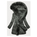Prešívaná dámska zimná bunda v khaki farbe s kapucňou (AURA)