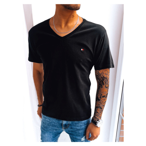 Čierne jednofarebné pánske tričko RX5103
