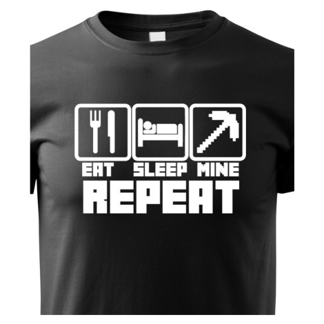 Detské tričko Eat Sleep Mine Repeat - tričko pre hráčov Minecraft