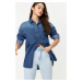 Trendyol Blue More Sustainable Oversize Denim Shirt