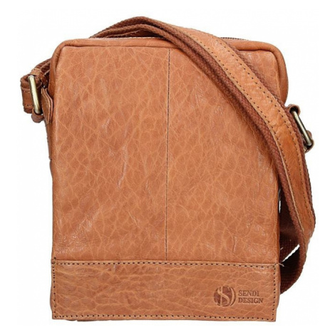 Pánska kožená taška cez rameno SendiDesign Eduardo - svetlo hnedá Sendi Design