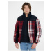 Červeno-modrá pánska zimná prešívaná bunda Tommy Hilfiger New York Check Puffer Jacket