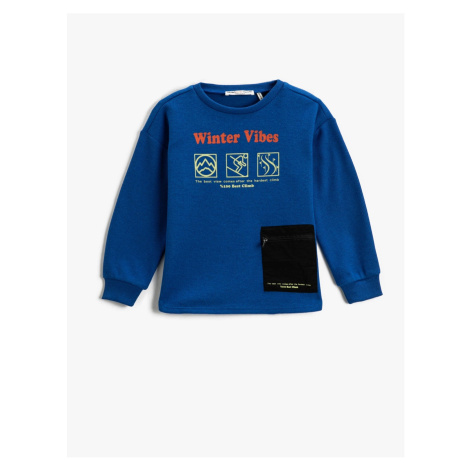 Koton Pocket Detailed Printed Sweatshirt