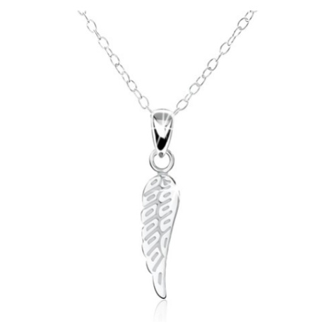 Strieborný 925 náhrdelník - jemne gravírované ploché anjelské krídlo