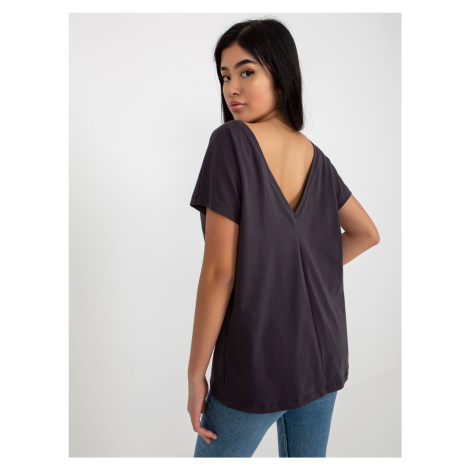 Basic graphite T-shirt with neckline by Fire