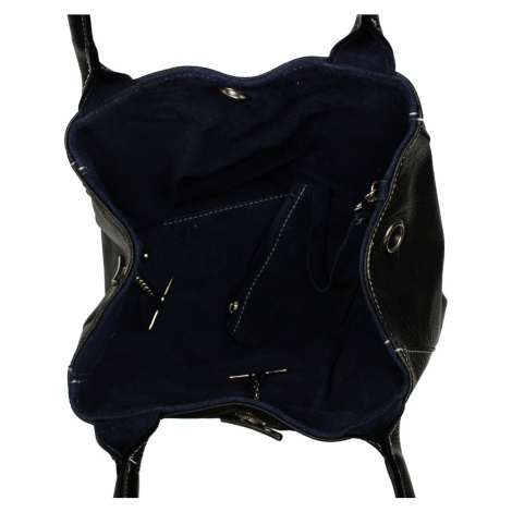 Talianská kožená kabelka Irmina Nera Farba vnútra: modrá