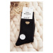 Women's thick socks with teddy bear, black