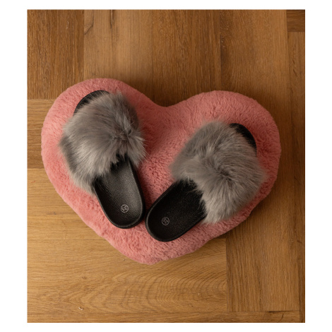 marka niezdefiniowana Gray children's fur slides Malinka