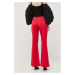 Nohavice Pinko dámske, červená farba, rovné, vysoký pás